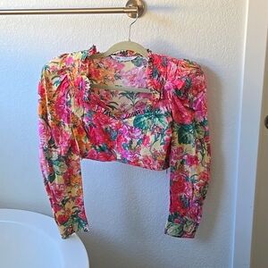 Zara pink & green crop top